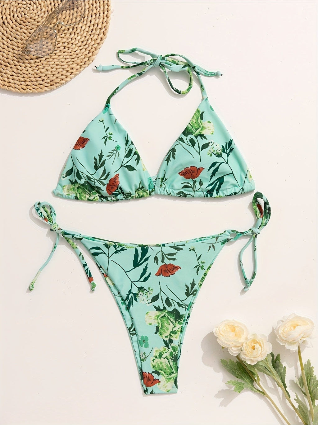 Floral Print 3-Piece Bikini Set with Cover-Up - Courbe et Compagnie