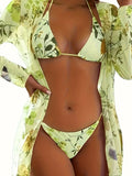 Floral Print 3-Piece Bikini Set with Cover-Up - Courbe et Compagnie