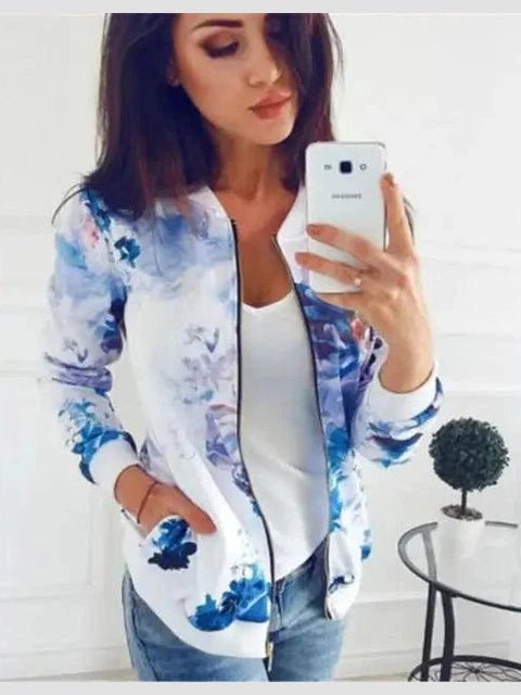 Floral Print Bomber Jacket — Women's Plus Size - Courbe et Compagnie