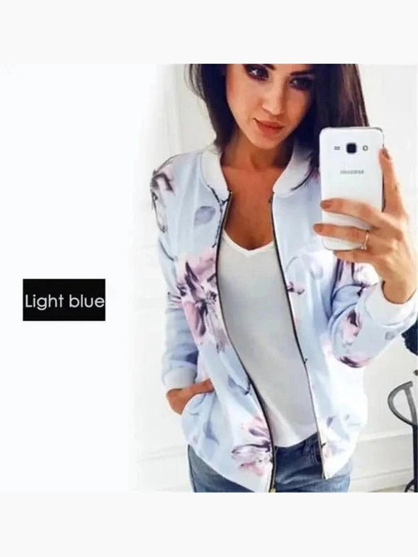 Floral Print Bomber Jacket — Women's Plus Size - Courbe et Compagnie