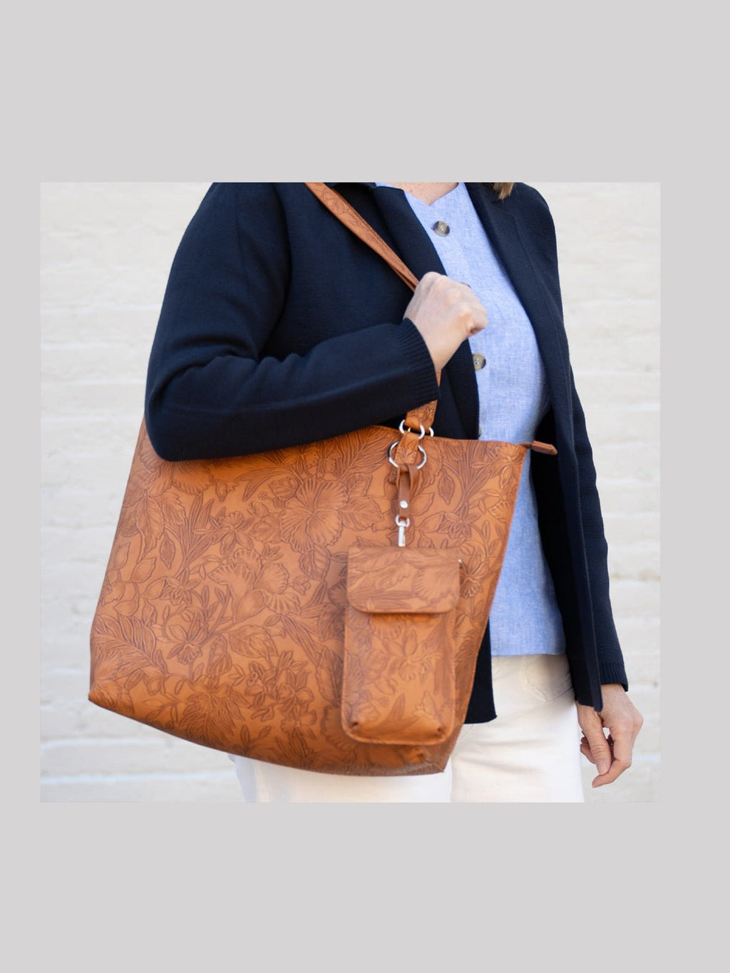 Floral Tote W/Crossbody - Courbe et Compagnie