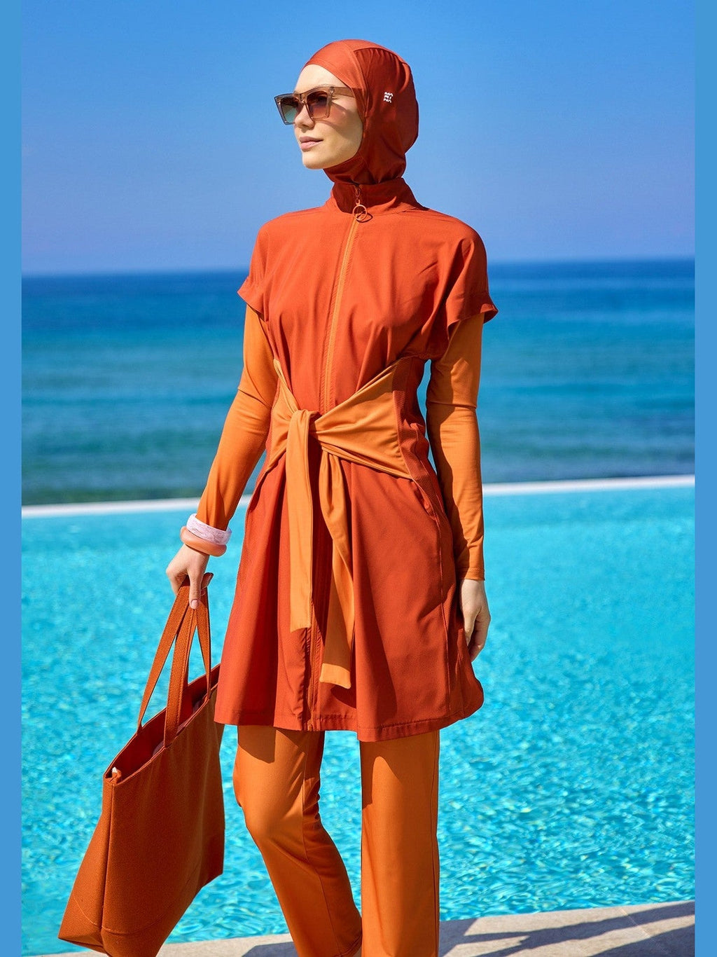 Full Coverage Islamic Swimsuit with Waist Tie | M2523-2 - Courbe et Compagnie