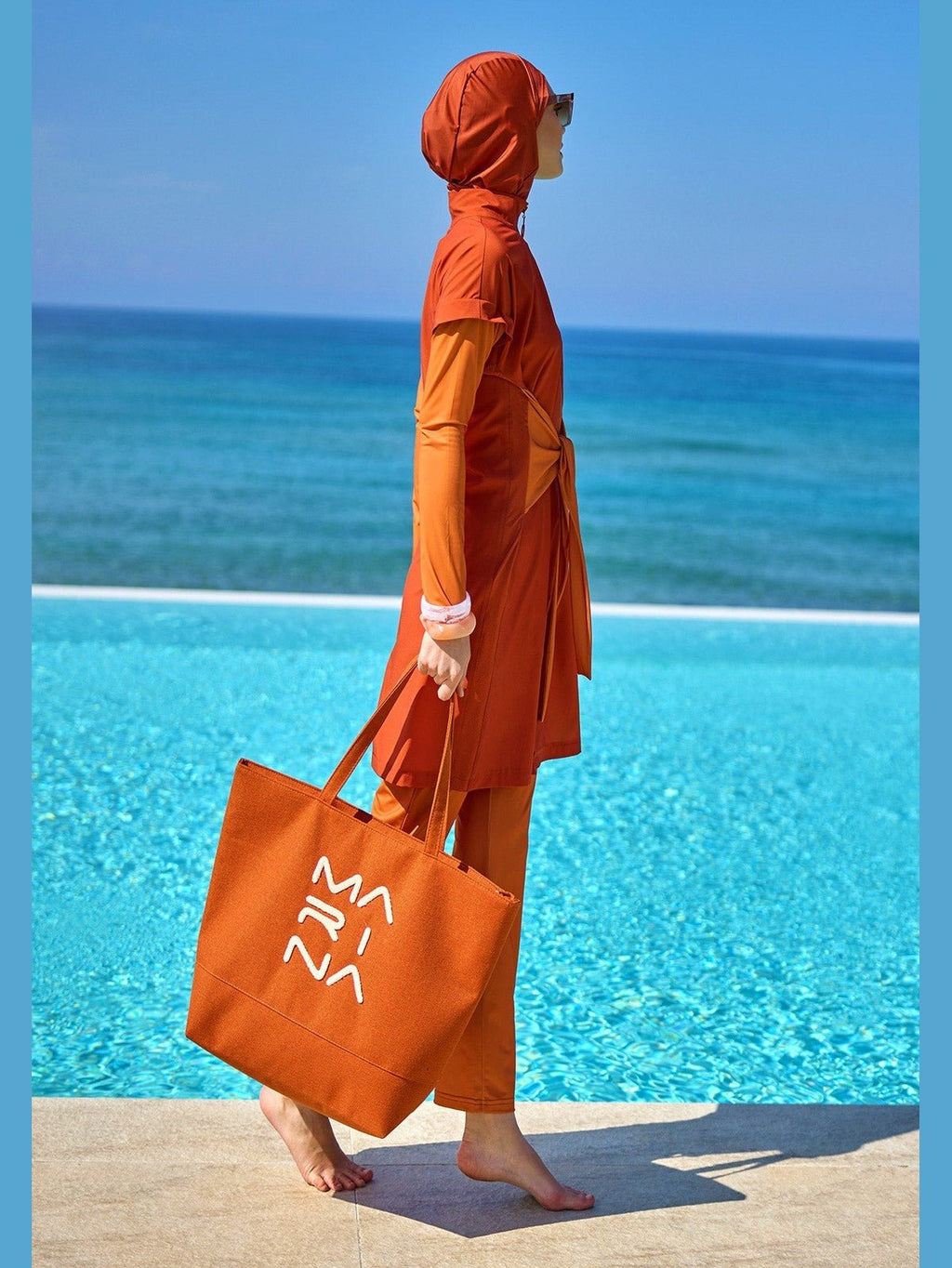 Full Coverage Islamic Swimsuit with Waist Tie | M2523-2 - Courbe et Compagnie