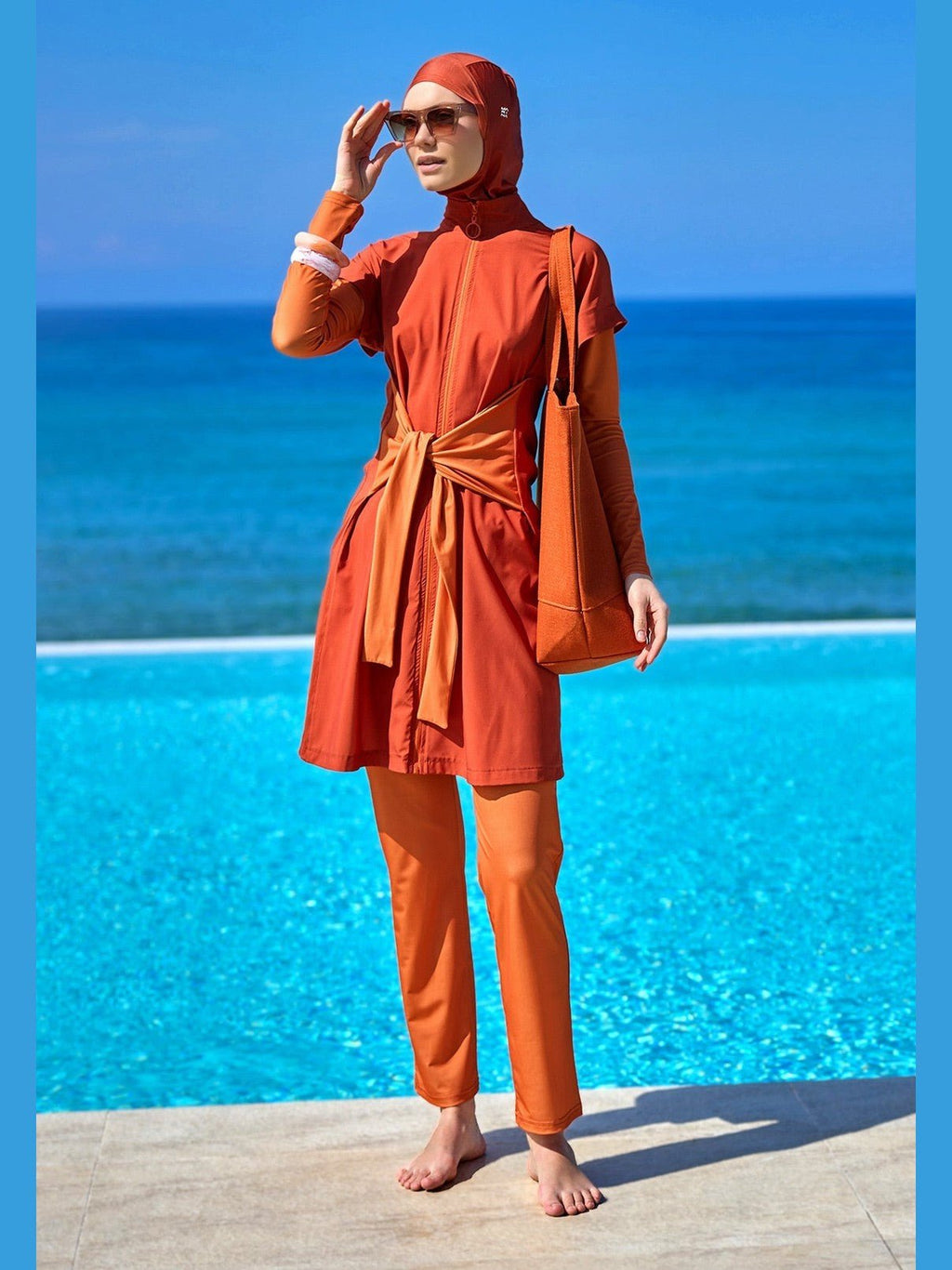 Full Coverage Islamic Swimsuit with Waist Tie | M2523-2 - Courbe et Compagnie