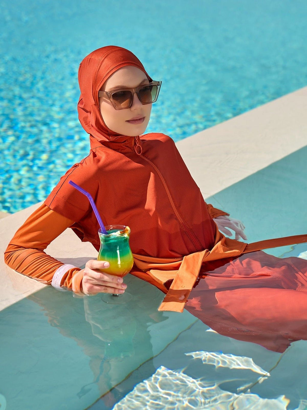 Full Coverage Islamic Swimsuit with Waist Tie | M2523-2 - Courbe et Compagnie