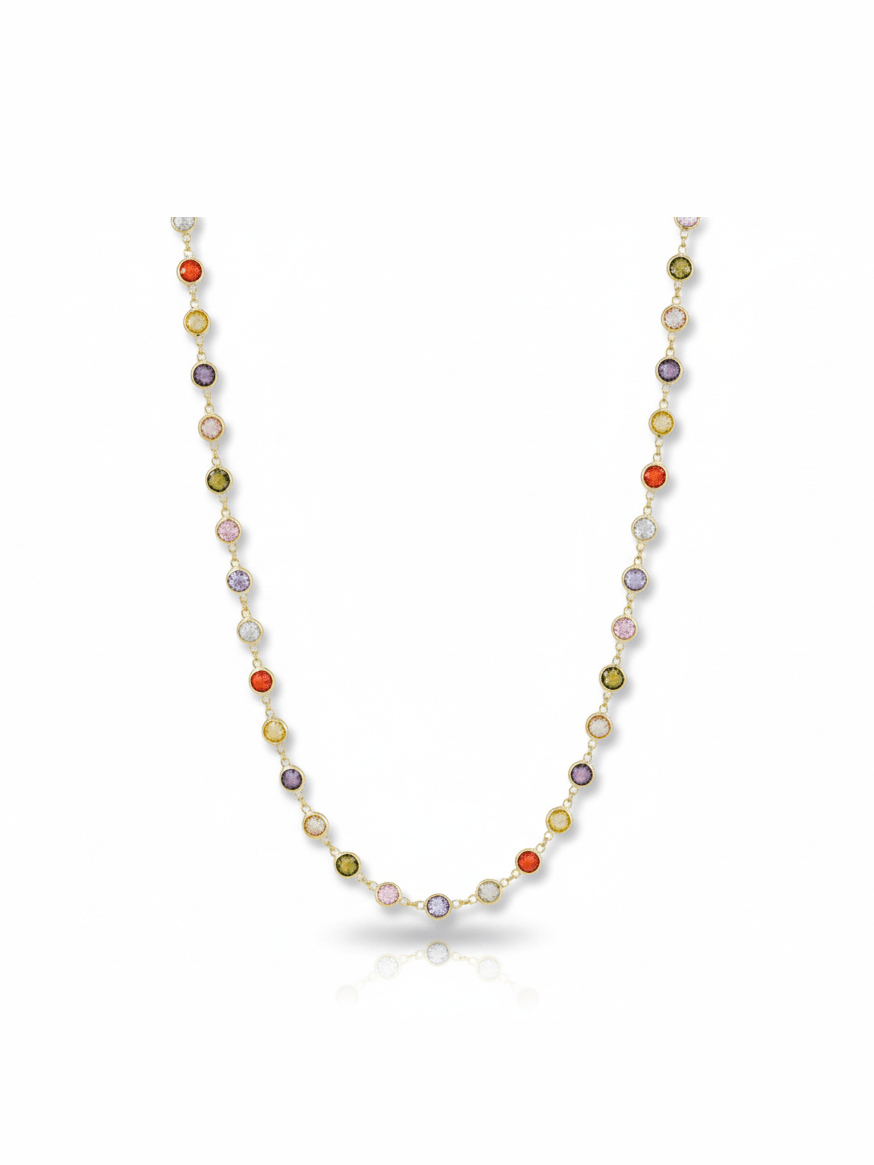 Gemstone Baguette Necklace - Multicolor Charm Jewelry - Courbe et Compagnie