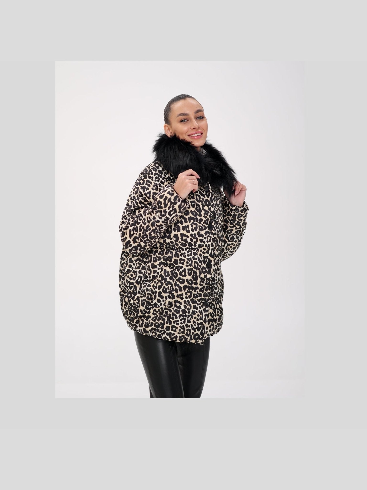 Genuine Fox Leopard Luxe Down Parka - Courbe et Compagnie