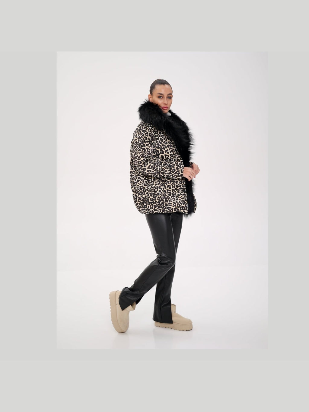 Genuine Fox Leopard Luxe Down Parka - Courbe et Compagnie