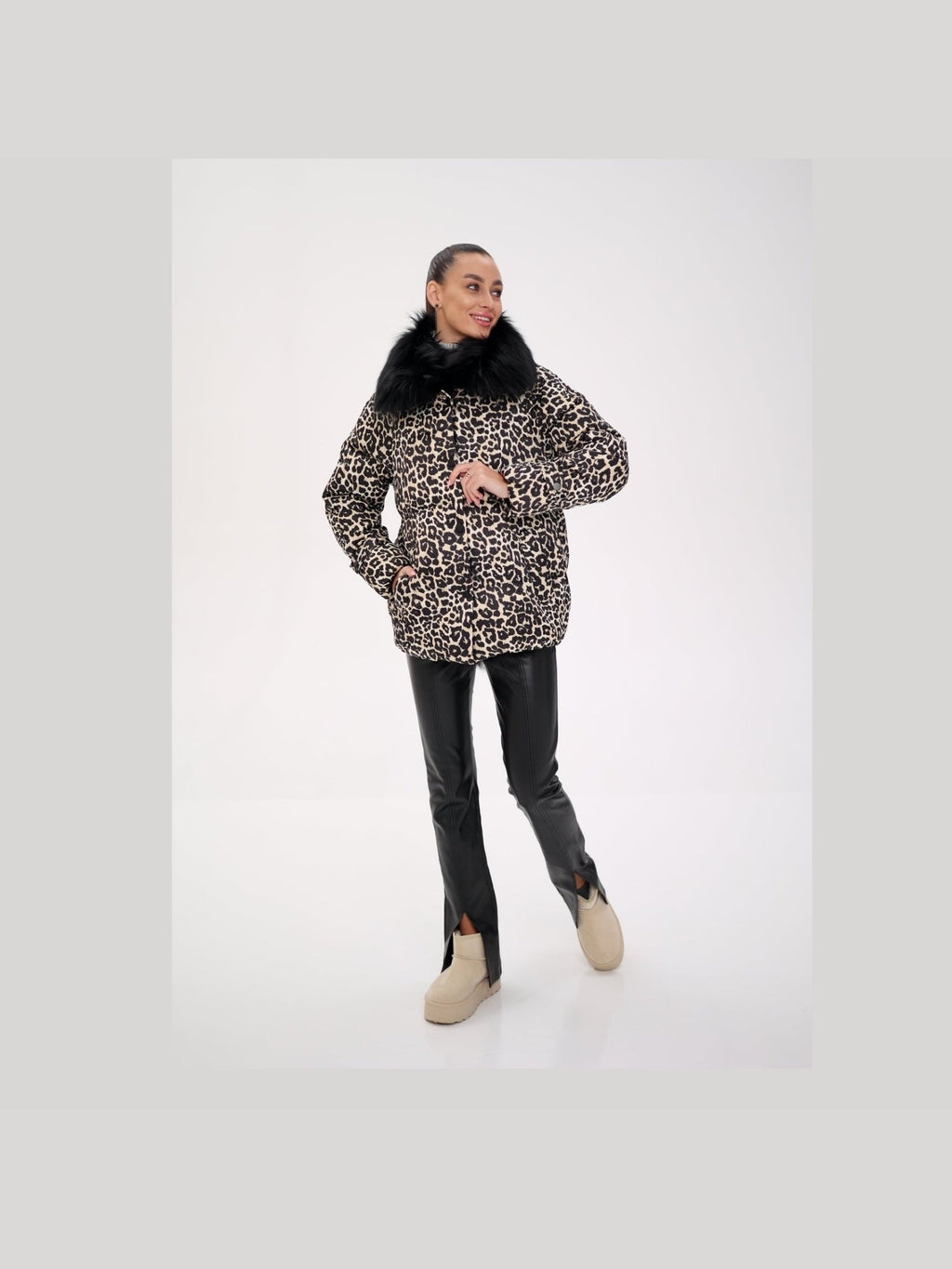 Genuine Fox Leopard Luxe Down Parka - Courbe et Compagnie