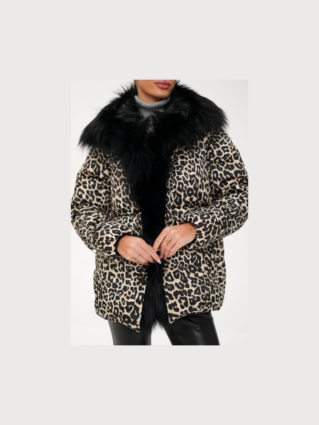 Genuine Fox Leopard Luxe Down Parka - Courbe et Compagnie