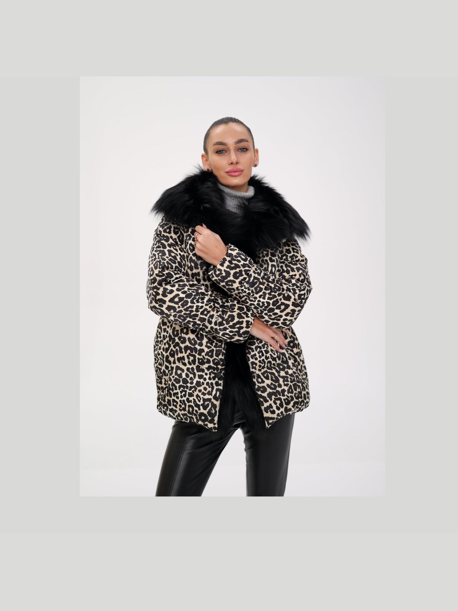 Genuine Fox Leopard Luxe Down Parka - Courbe et Compagnie