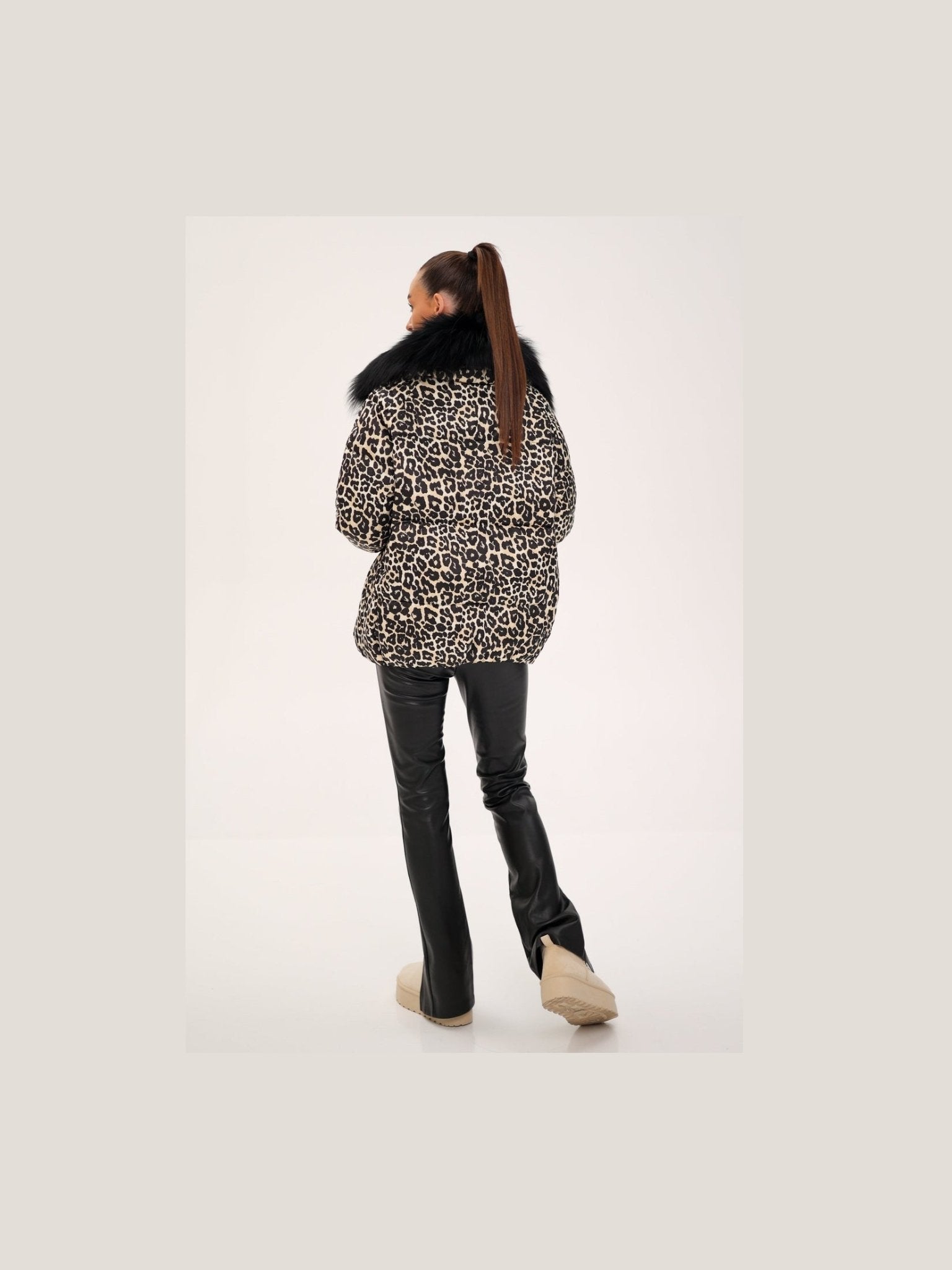 Genuine Fox Leopard Luxe Down Parka - Courbe et Compagnie