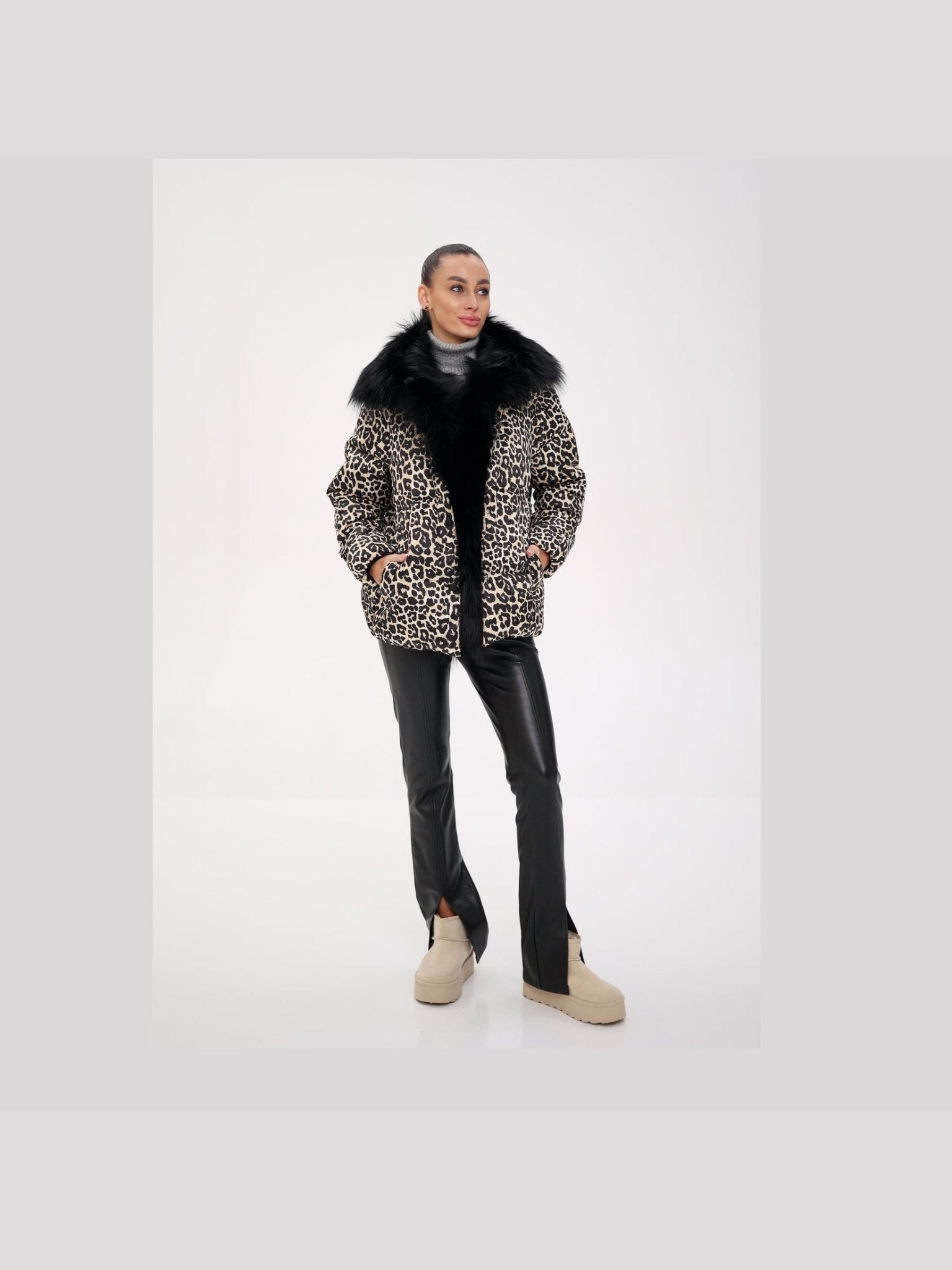 Genuine Fox Leopard Luxe Down Parka - Courbe et Compagnie
