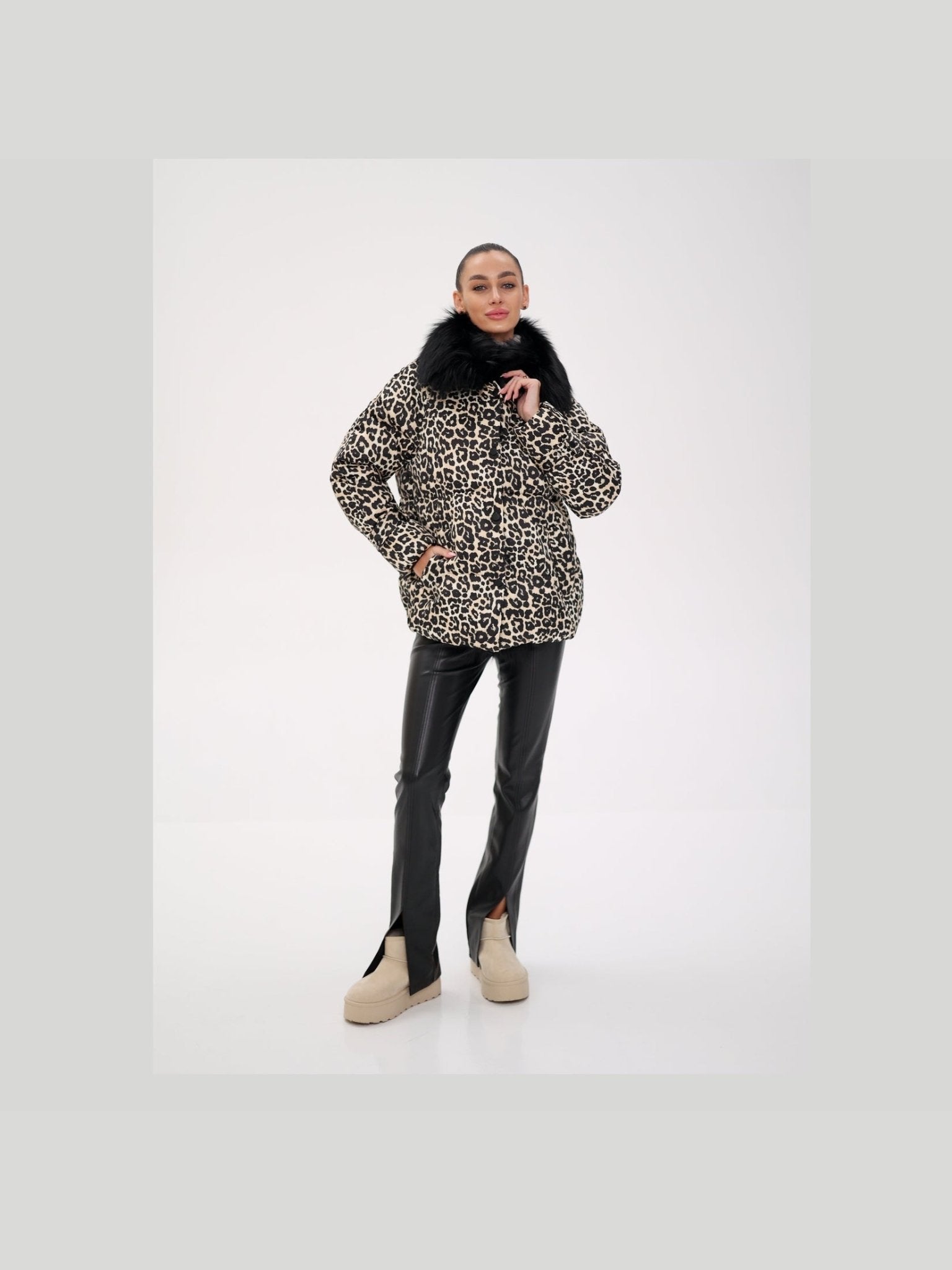 Genuine Fox Leopard Luxe Down Parka - Courbe et Compagnie