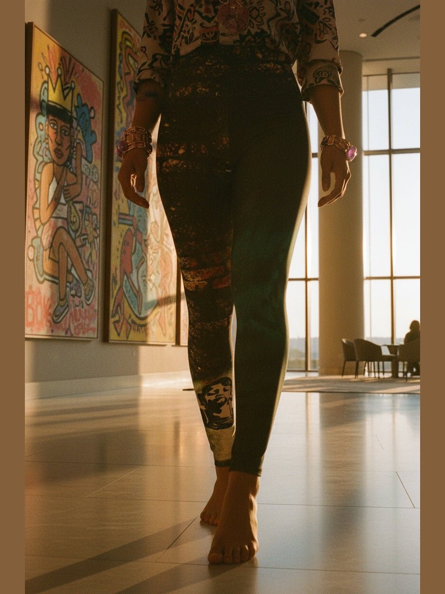 Girl Army Water Brushed Print High Waisted Leggings - Courbe et Compagnie