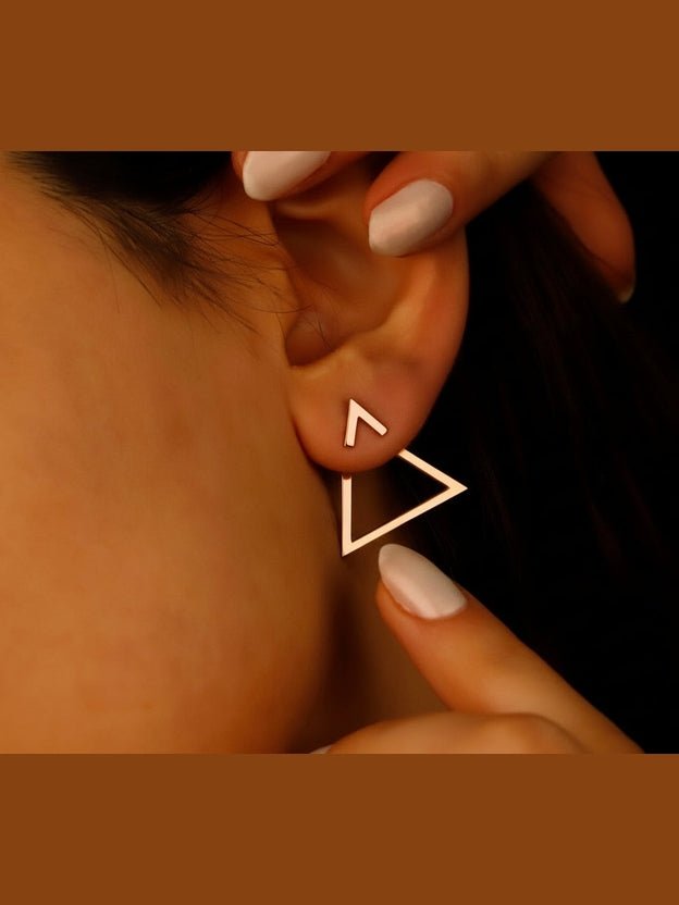 Gleam & Glow Gold Triangle Ear Jackets - Dainty Handmade Earrings, Perfect Gift for Her - Courbe et Compagnie