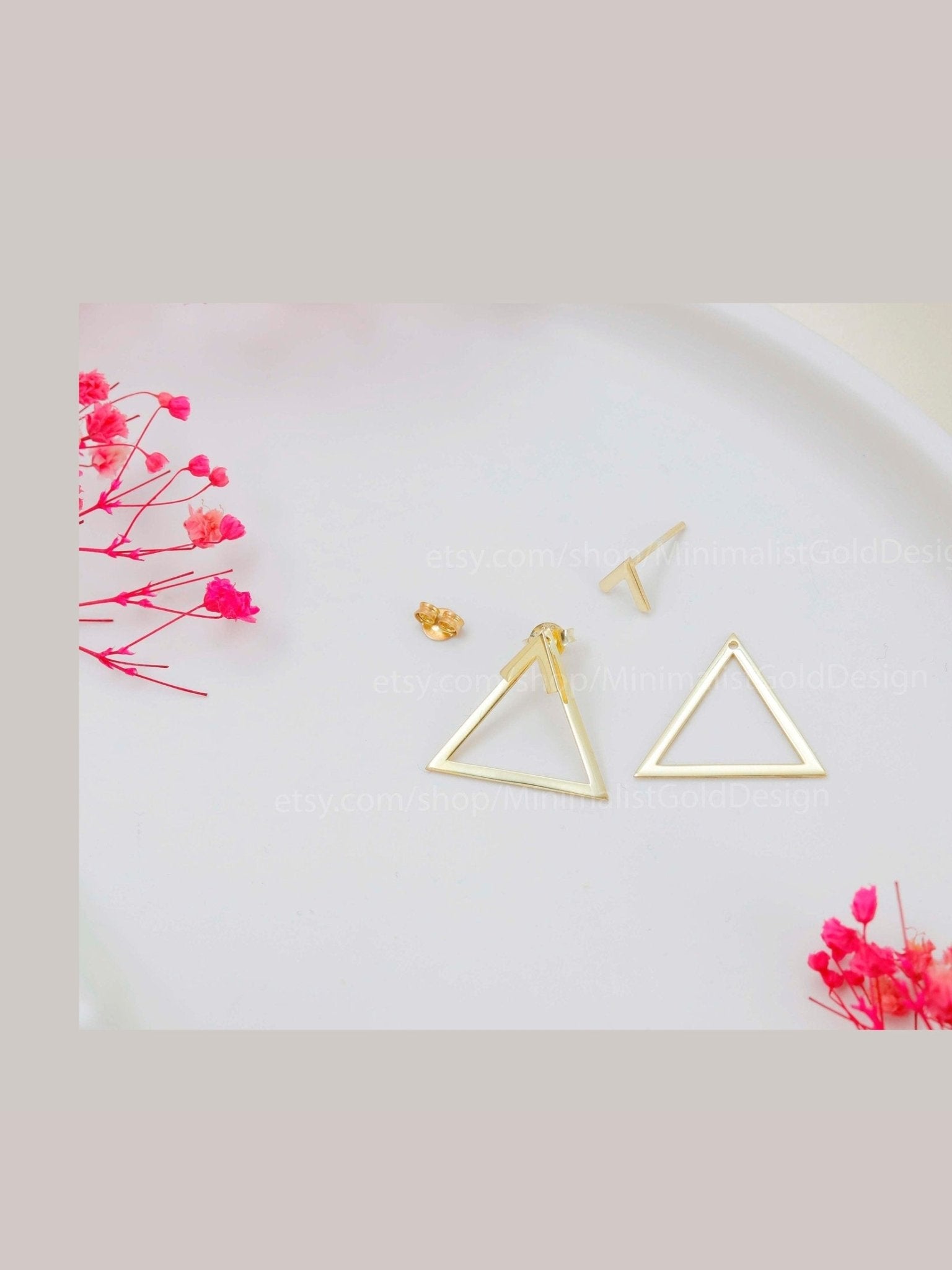 Gleam & Glow Gold Triangle Ear Jackets - Dainty Handmade Earrings, Perfect Gift for Her - Courbe et Compagnie