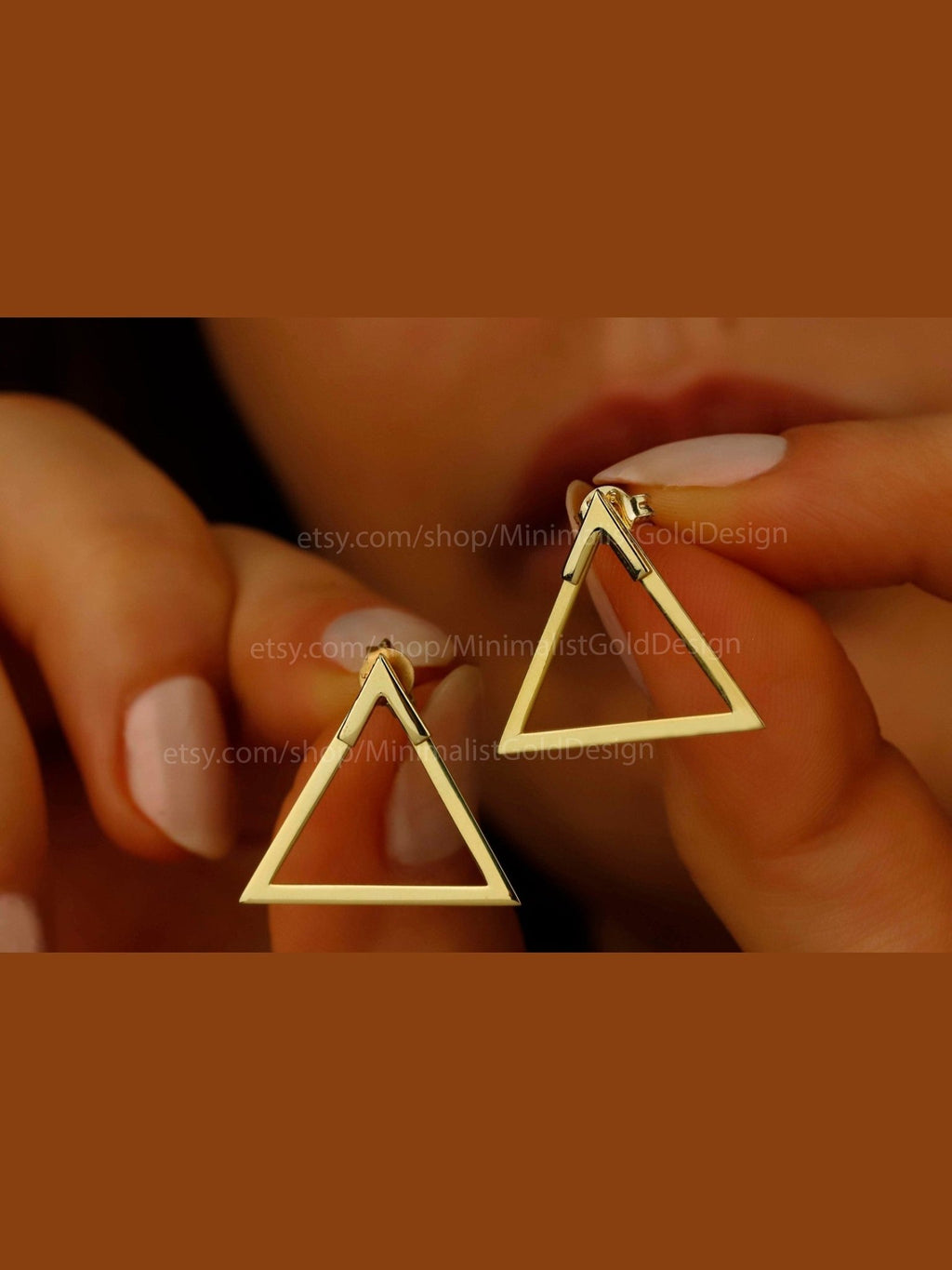Gleam & Glow Gold Triangle Ear Jackets - Dainty Handmade Earrings, Perfect Gift for Her - Courbe et Compagnie