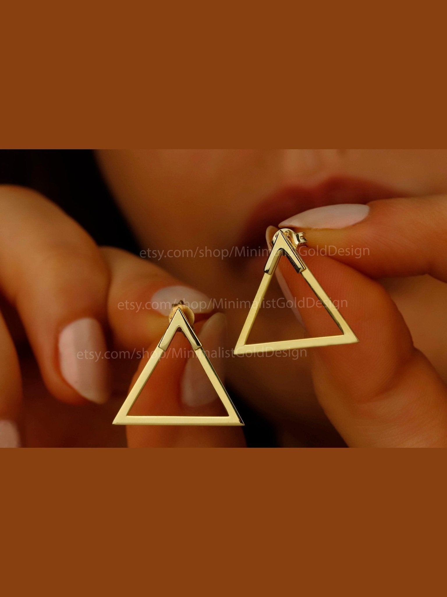 Gleam & Glow Gold Triangle Ear Jackets - Dainty Handmade Earrings, Perfect Gift for Her - Courbe et Compagnie