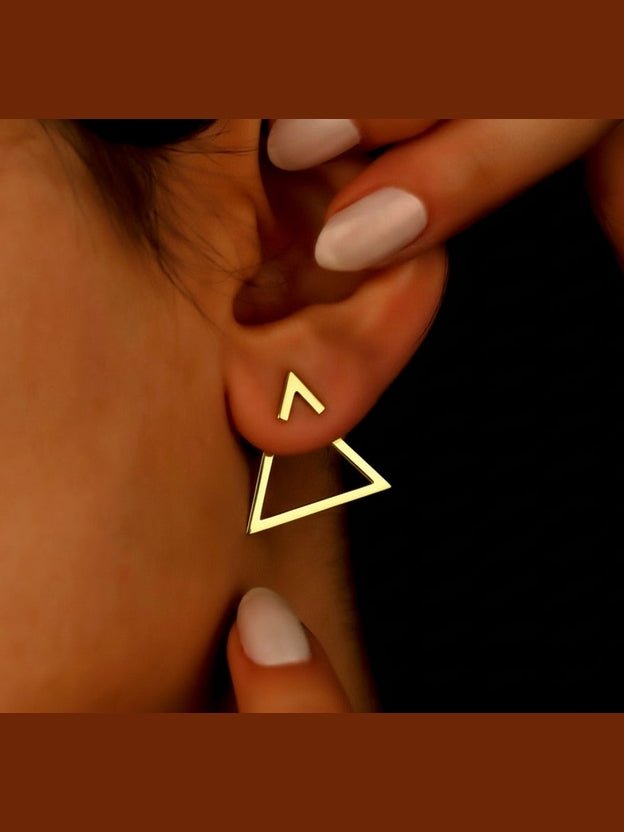 Gleam & Glow Gold Triangle Ear Jackets - Dainty Handmade Earrings, Perfect Gift for Her - Courbe et Compagnie