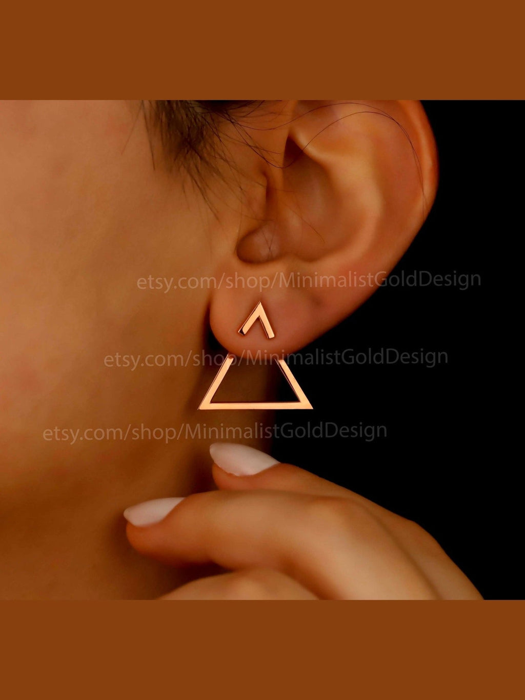 Gleam & Glow Gold Triangle Ear Jackets - Dainty Handmade Earrings, Perfect Gift for Her - Courbe et Compagnie