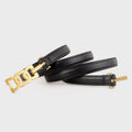 Gold Buckle Skinny Cowhide Leather Belt - Courbe et Compagnie