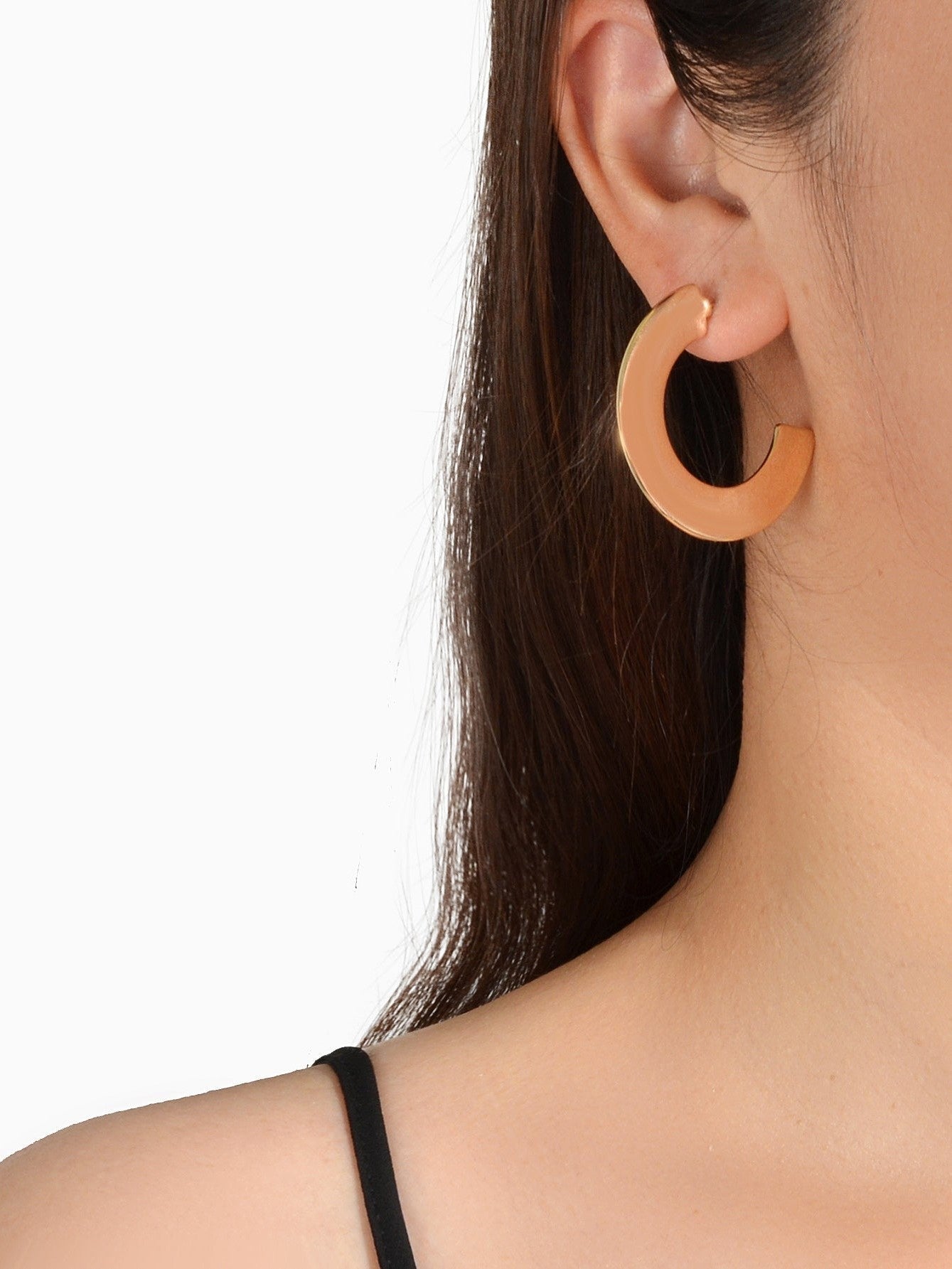 Gold Metal C shape Hoop Huggie Stud Earrings Women Party Decoration Jewellery - Courbe et Compagnie