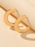 Gold Metal C shape Hoop Huggie Stud Earrings Women Party Decoration Jewellery - Courbe et Compagnie