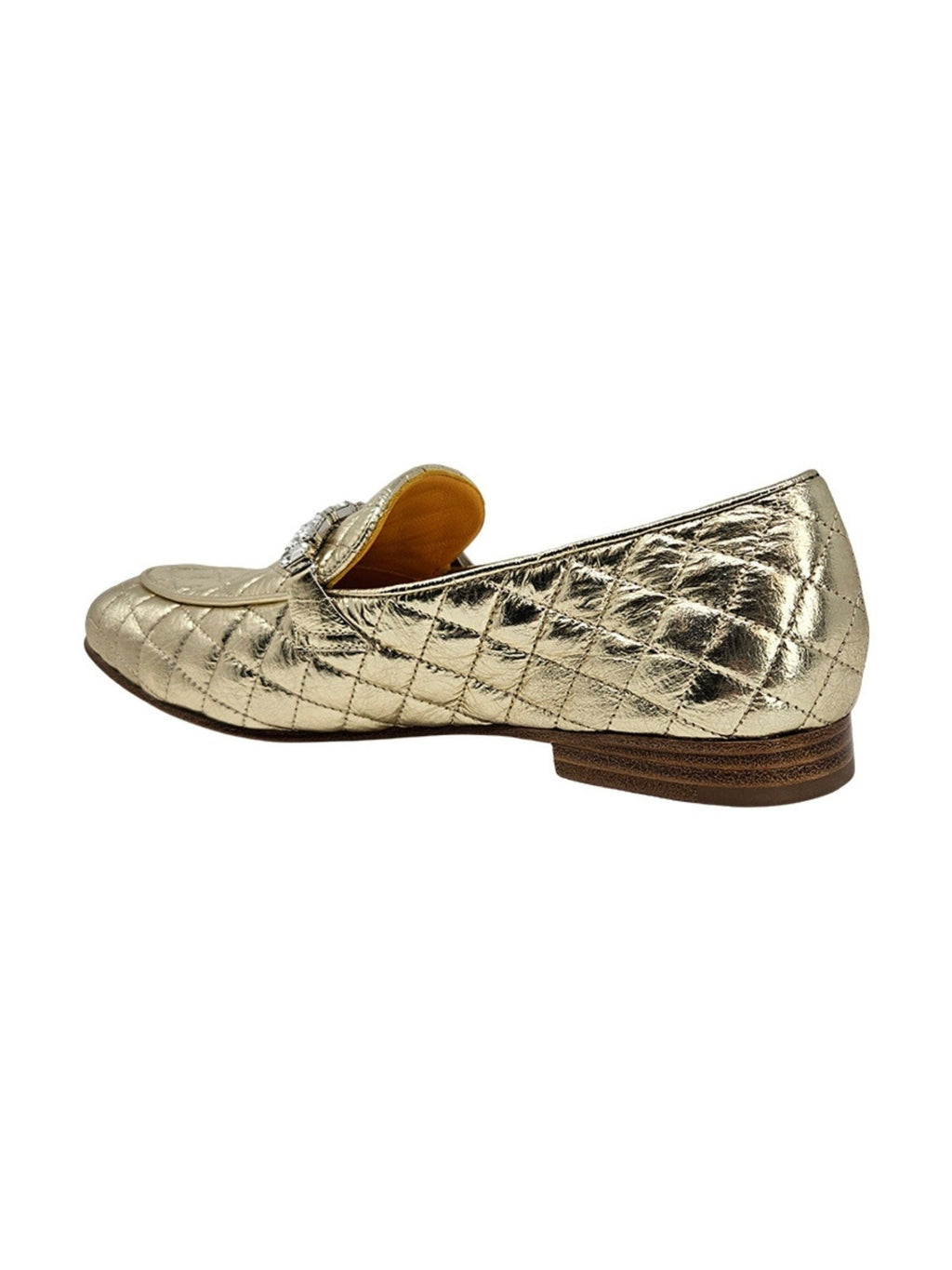 Gold Quilted Flat Loafer — Women's Casual Dress Shoes - Courbe et Compagnie