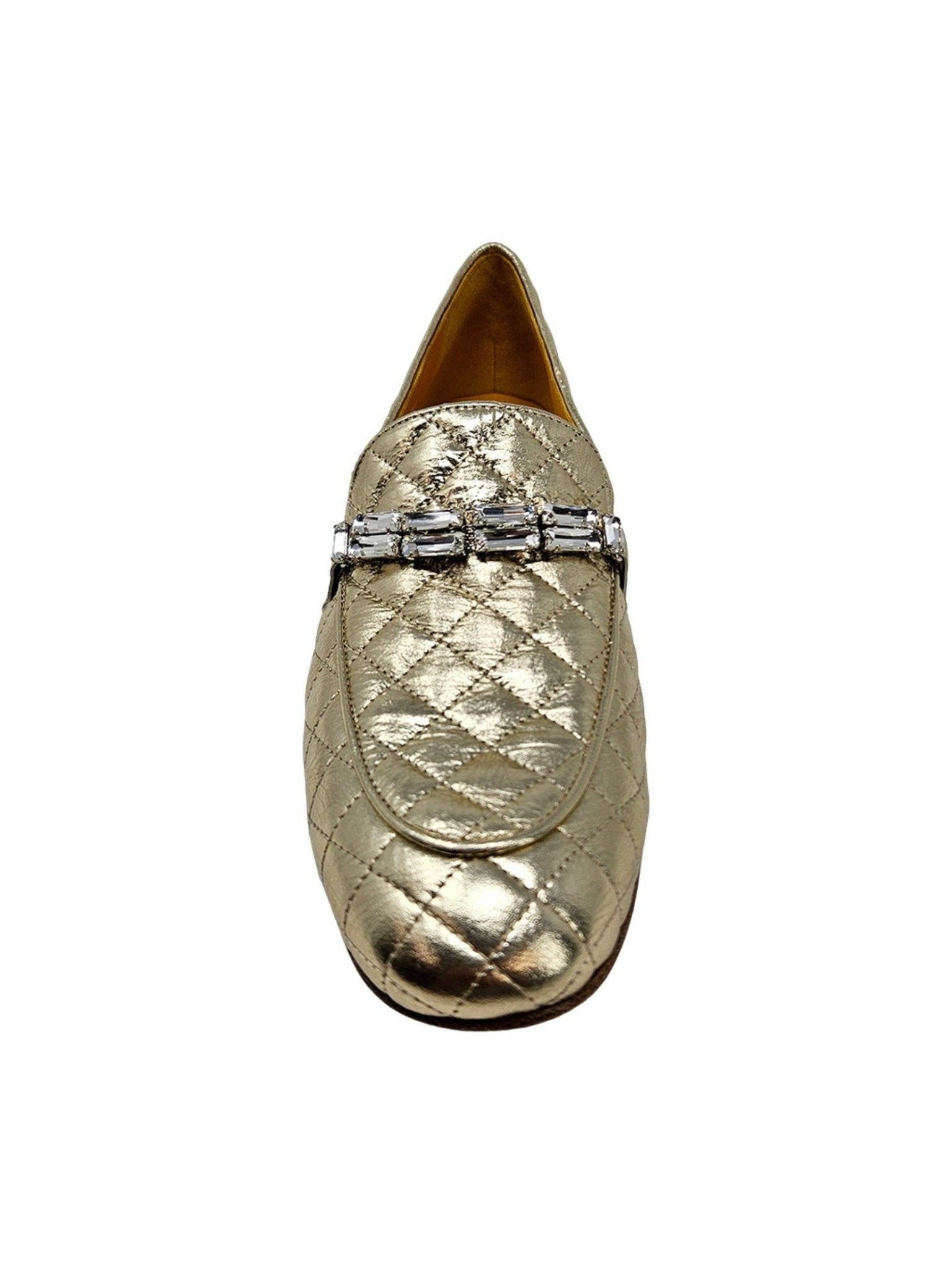 Gold Quilted Flat Loafer — Women's Casual Dress Shoes - Courbe et Compagnie