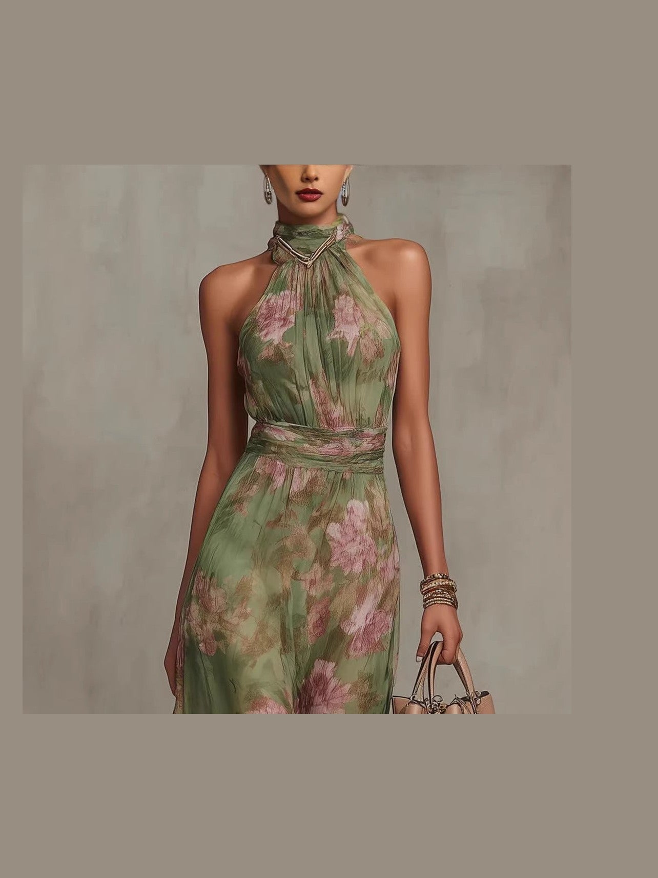 Green Graffiti Print Mesh Suspender Maxi Dress – High-Waist Irregular Slit Streetwear Dress - Courbe et Compagnie