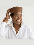 Grounded Straw Flat Pill Box Hat - Coffee - Courbe et Compagnie