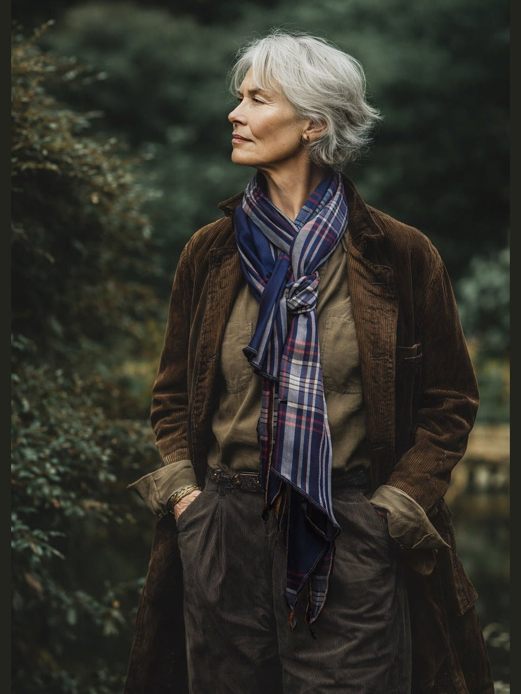Harbor Plaid Silk Scarf - Courbe et Compagnie