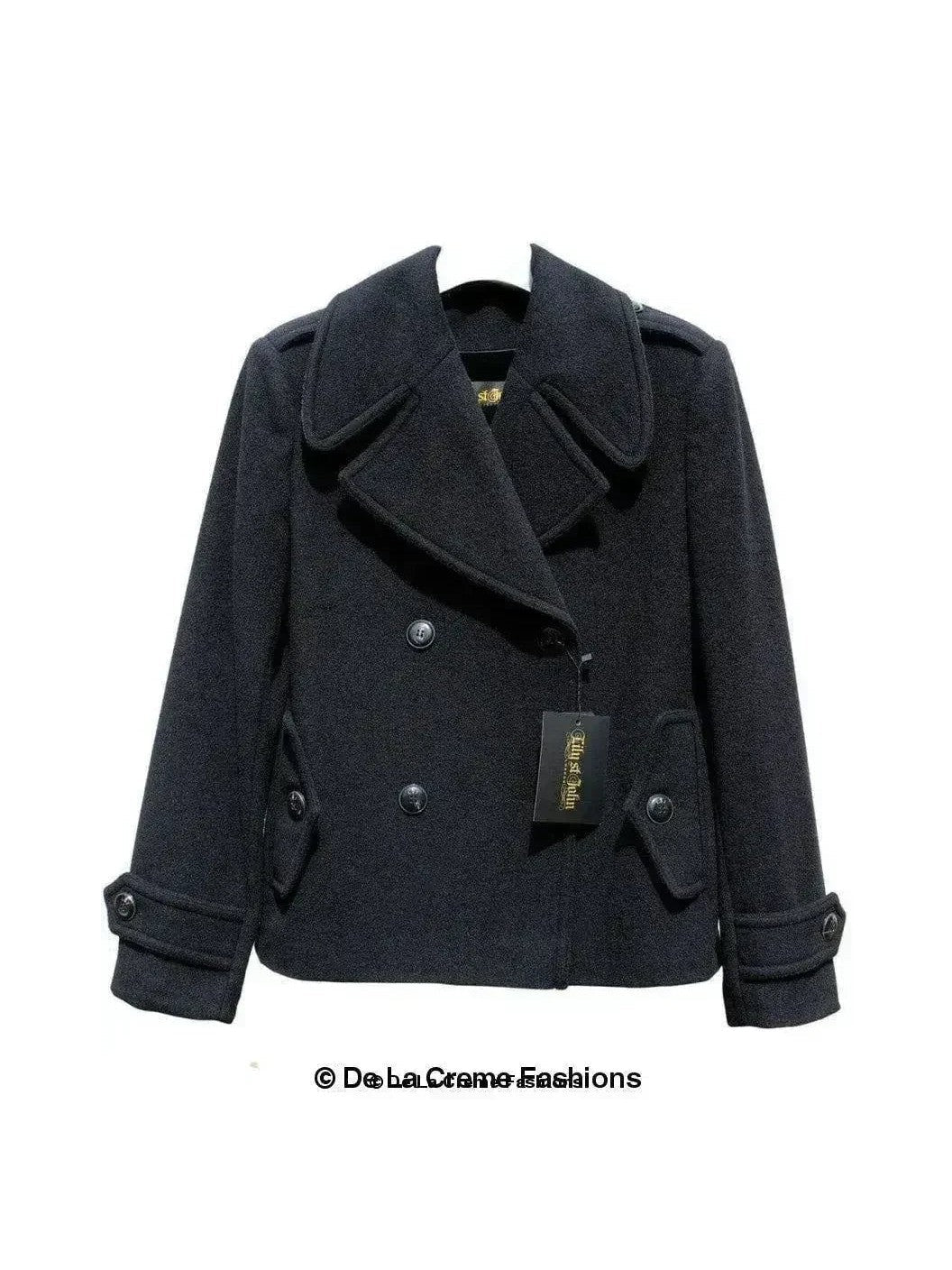 Harris Tweed Pea Coat Wool Cashmere Blend Mackenzie Collection Satin Lining - Courbe et Compagnie