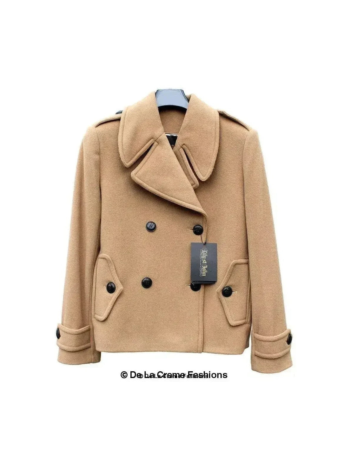 Harris Tweed Pea Coat Wool Cashmere Blend Mackenzie Collection Satin Lining - Courbe et Compagnie