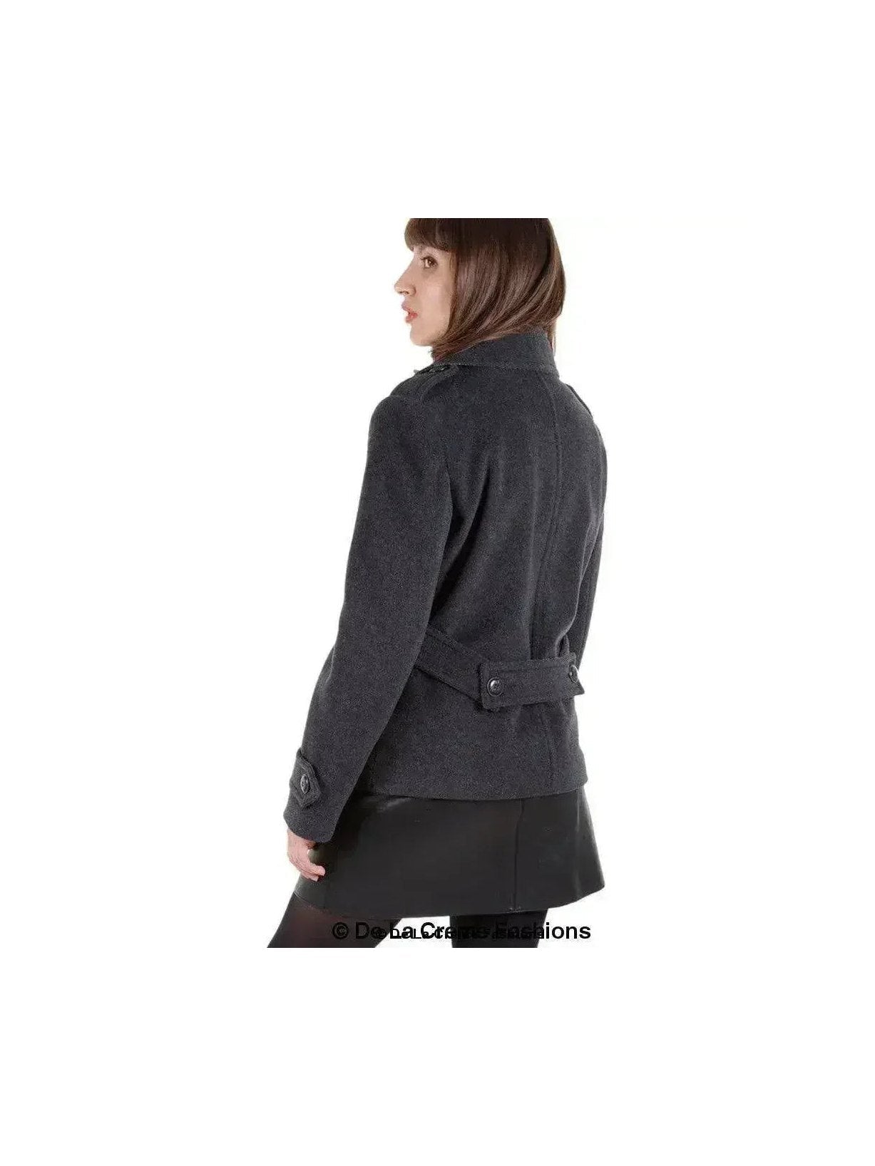 Harris Tweed Pea Coat Wool Cashmere Blend Mackenzie Collection Satin Lining - Courbe et Compagnie