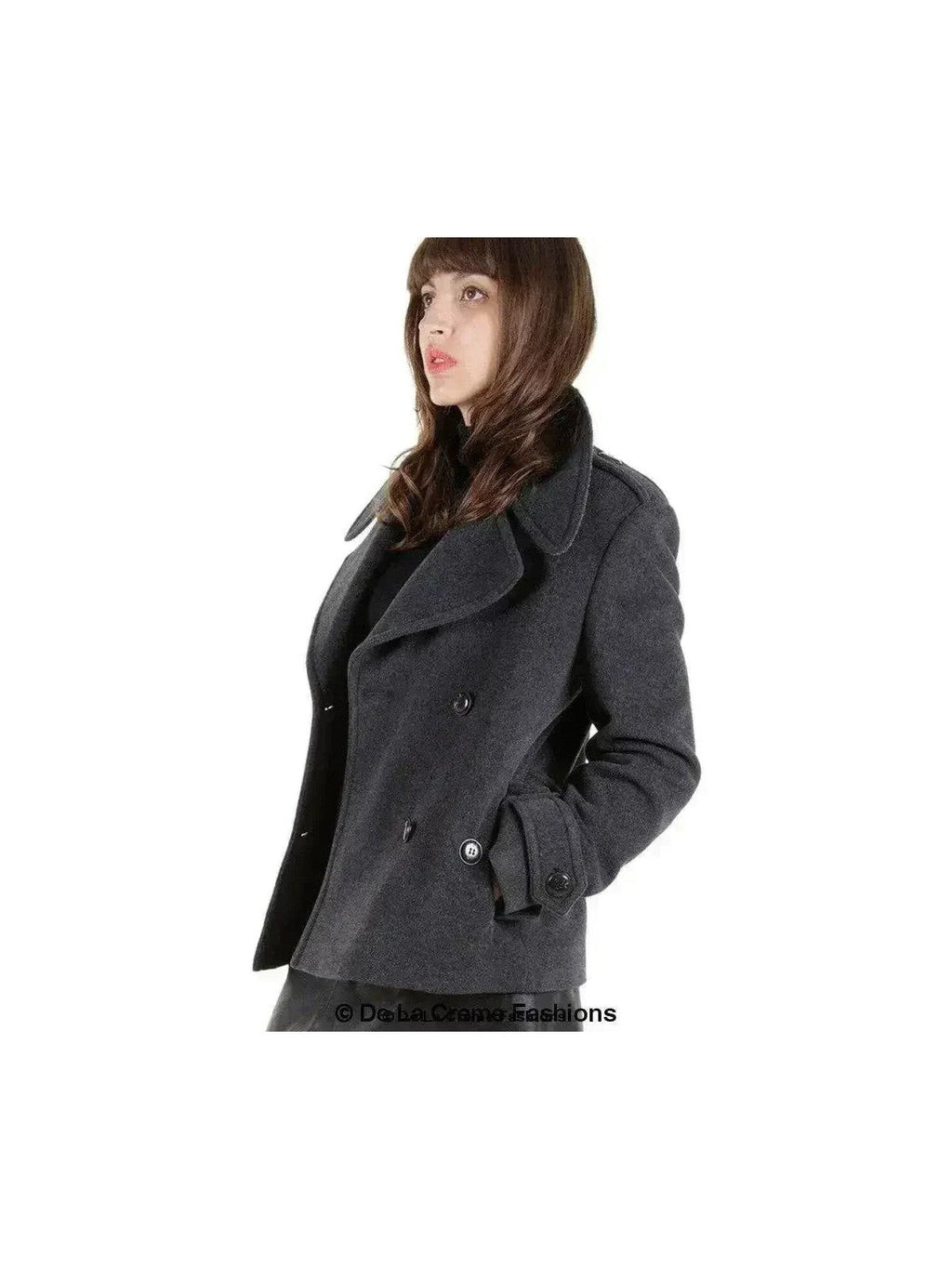Harris Tweed Pea Coat Wool Cashmere Blend Mackenzie Collection Satin Lining - Courbe et Compagnie