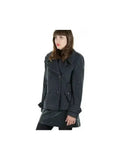 Harris Tweed Pea Coat Wool Cashmere Blend Mackenzie Collection Satin Lining - Courbe et Compagnie