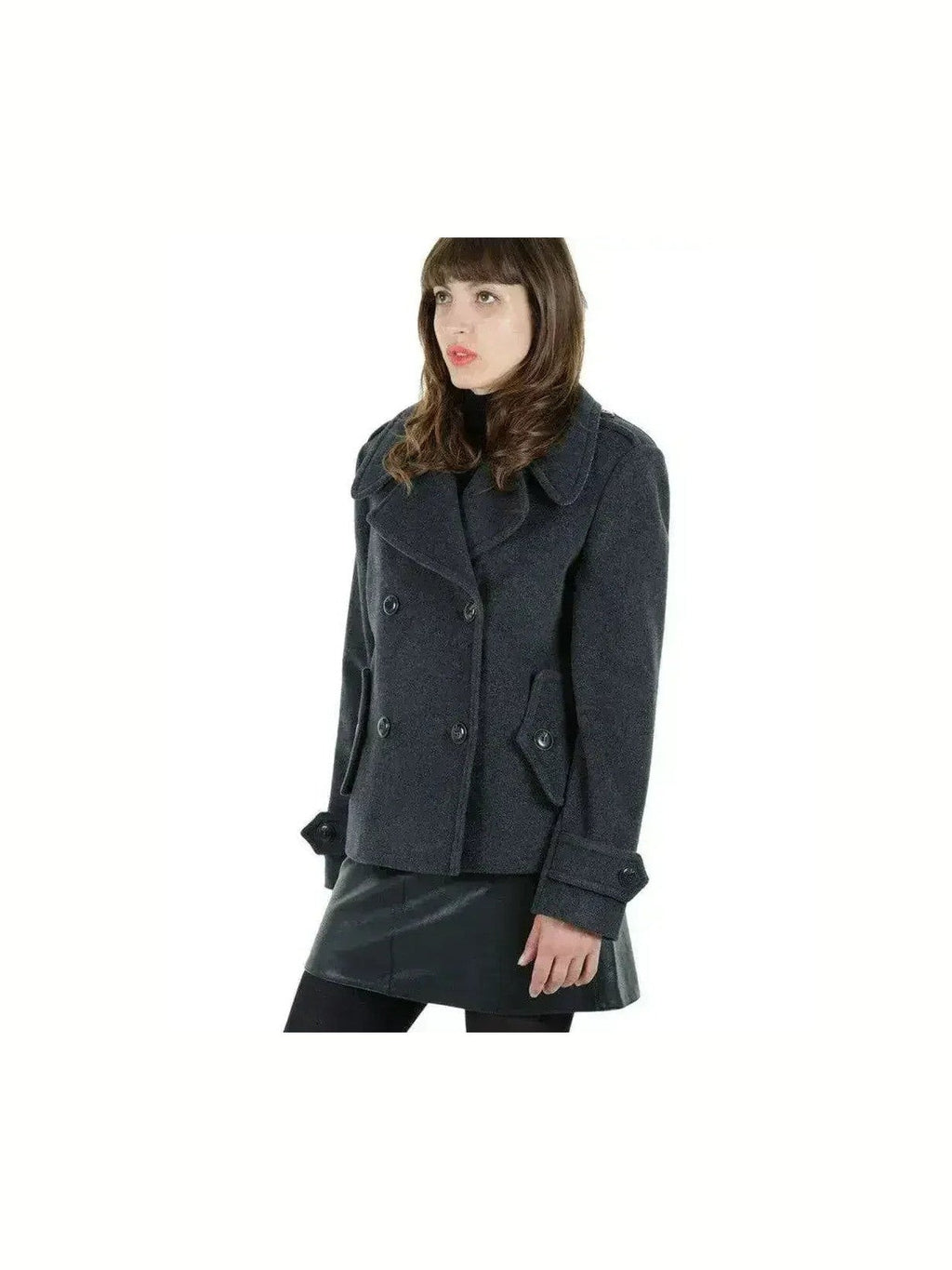 Harris Tweed Pea Coat Wool Cashmere Blend Mackenzie Collection Satin Lining - Courbe et Compagnie