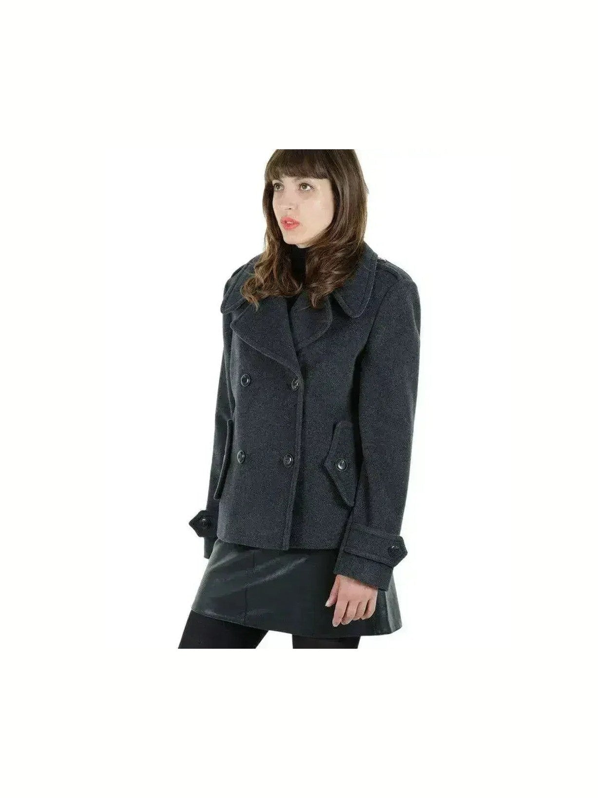 Harris Tweed Pea Coat Wool Cashmere Blend Mackenzie Collection Satin Lining - Courbe et Compagnie