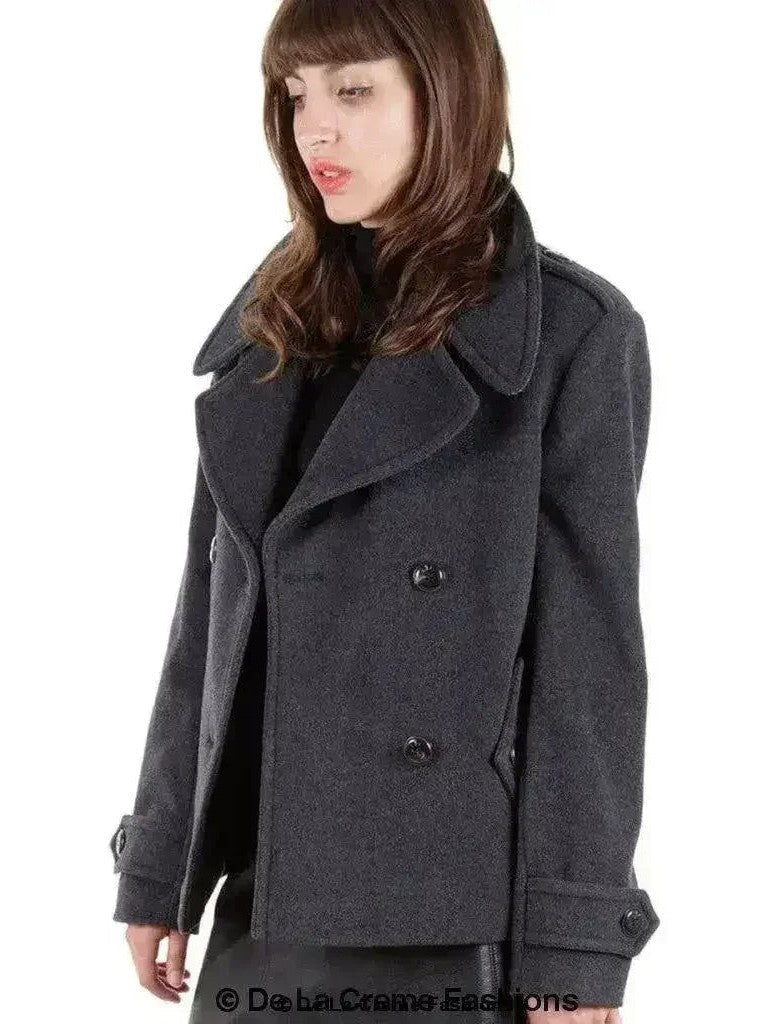 Harris Tweed Pea Coat Wool Cashmere Blend Mackenzie Collection Satin Lining - Courbe et Compagnie
