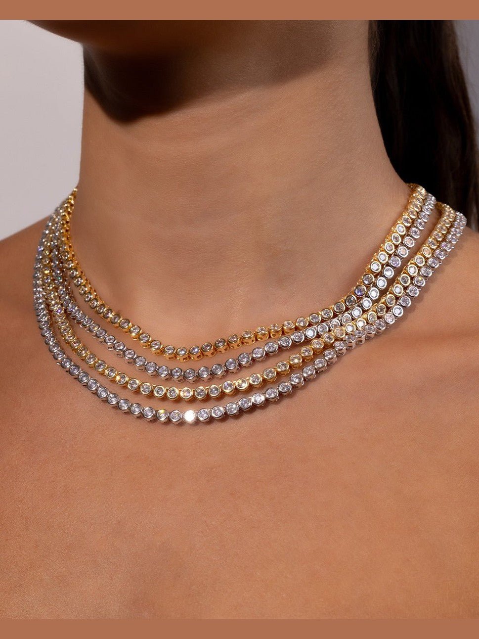 Helene Bezel CZ Tennis Necklace - Courbe et Compagnie