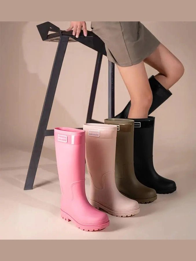 High-top rain boots, women's rain boots, lined adult outer wear, waterproof hiking boots, anti-slip shoes, durable sole - Courbe et Compagnie