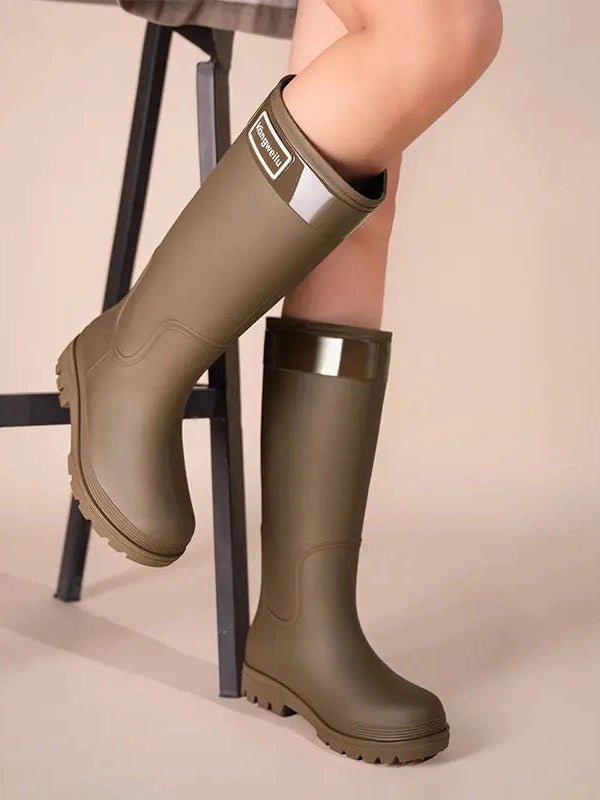 High-top rain boots, women's rain boots, lined adult outer wear, waterproof hiking boots, anti-slip shoes, durable sole - Courbe et Compagnie