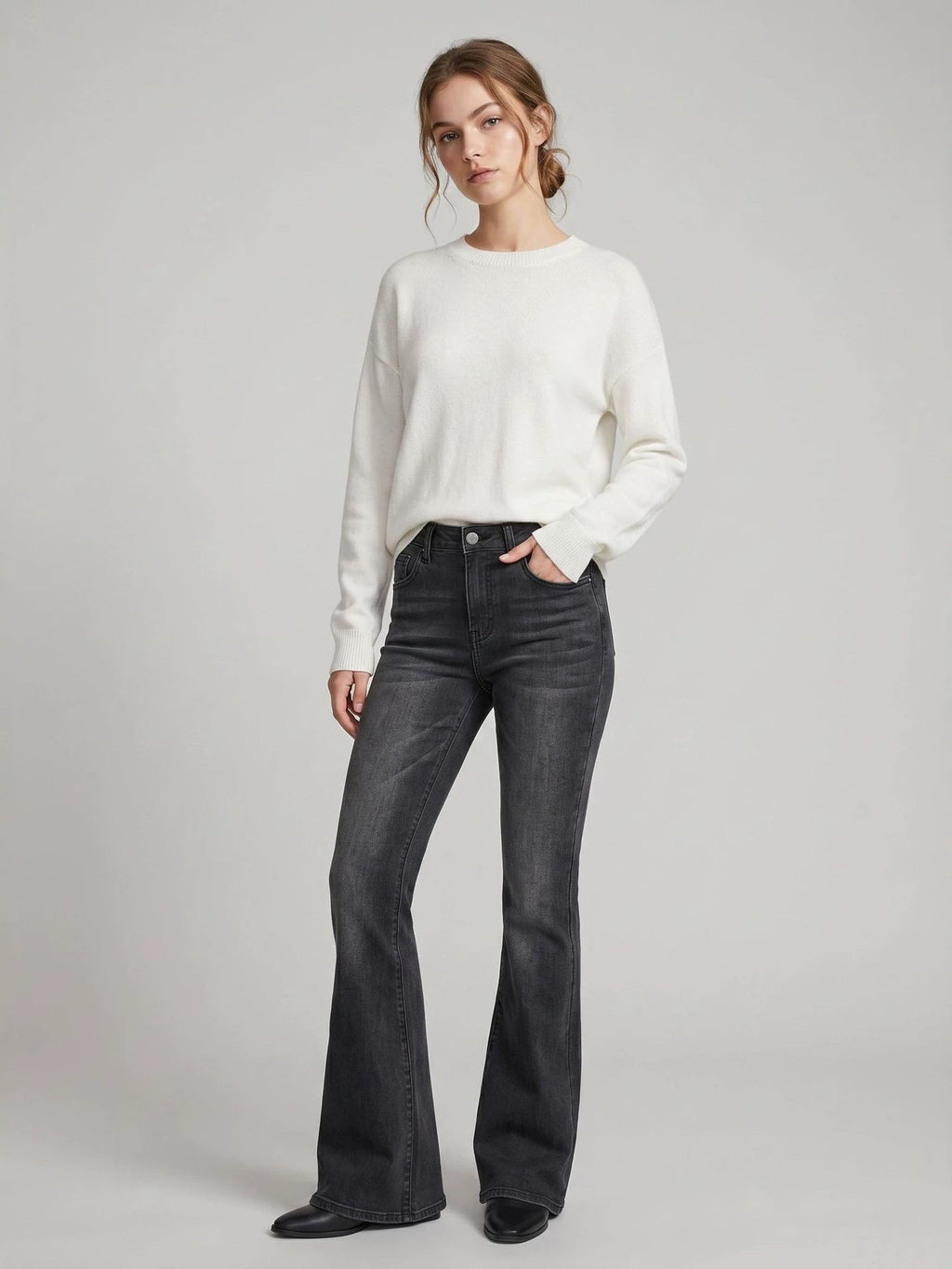 High-Waist Slim-Fit Flared Jeans - Courbe et Compagnie