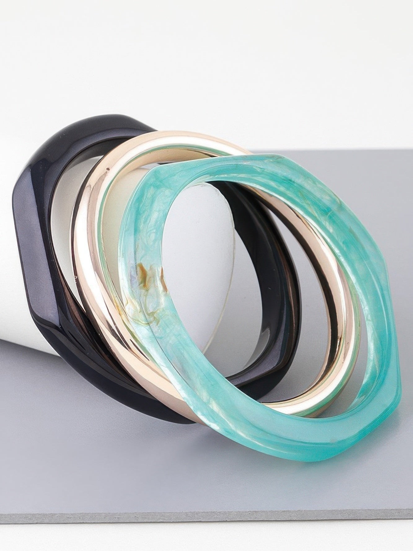 HIGHLINE Triple Geometric Marble Bracelet | Bold BYMANYC ® New York Style - Courbe et Compagnie