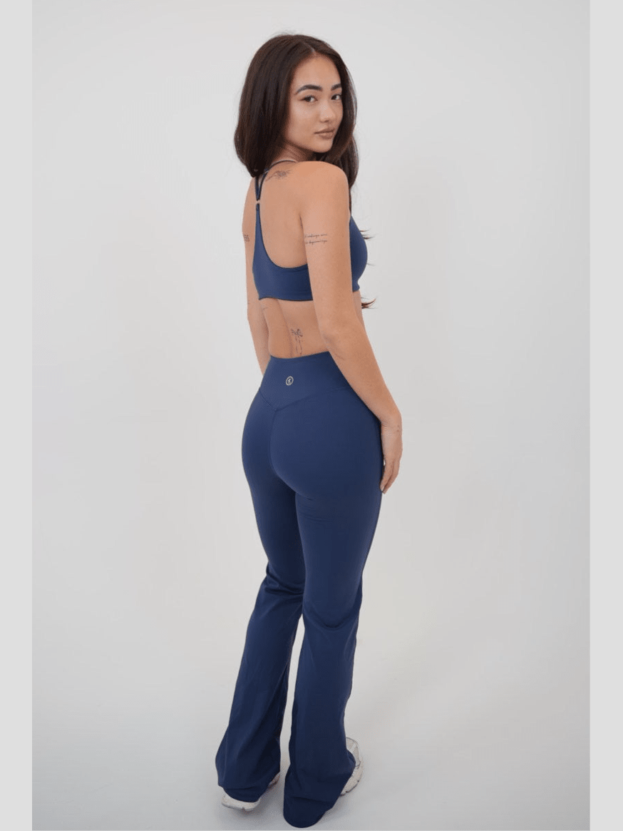 I Live in Luxury Navy Blue Flare Pant - Courbe et Compagnie