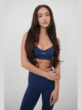 I Live in Luxury Navy Blue Sports Bra - Courbe et Compagnie