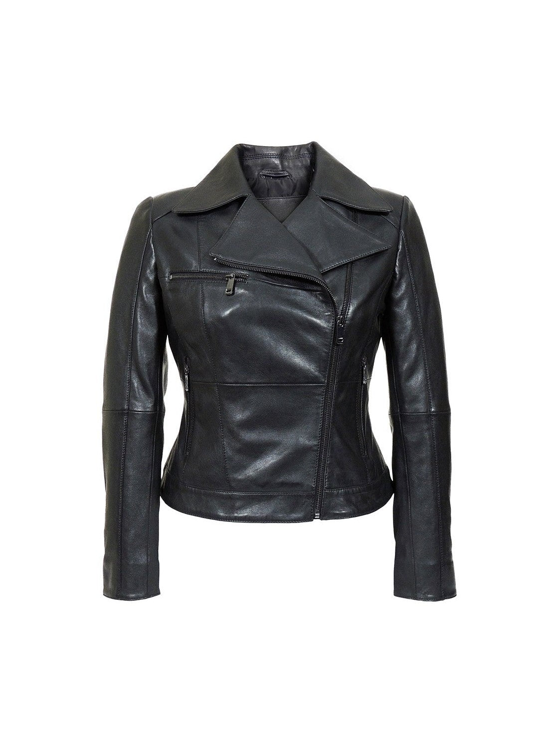 IL Womens Rigid Short Biker Leather Jacket - Courbe et Compagnie