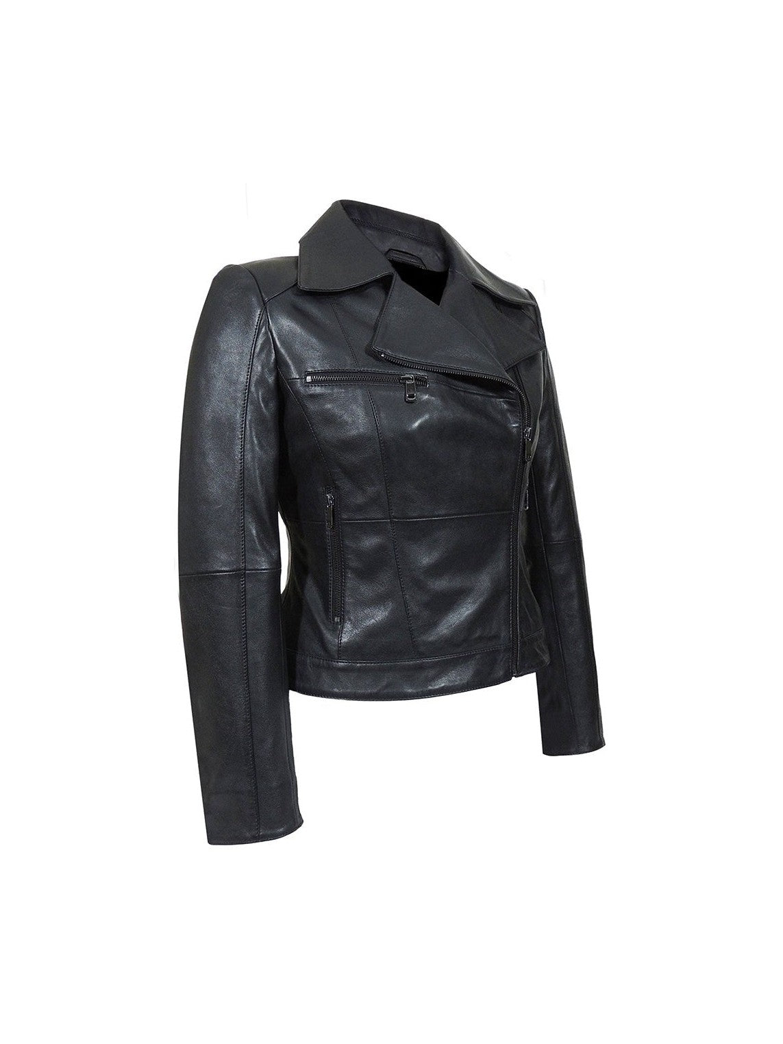 IL Womens Rigid Short Biker Leather Jacket - Courbe et Compagnie